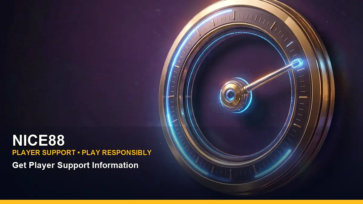 NICE88 play responsible gaming guide featuring an adult Filipina casino host with a mindful pause composition
