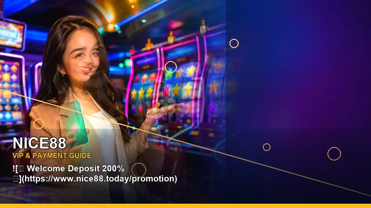 NICE88 VIP casino rewards featuring an adult Filipina casino host with a left-framed composition