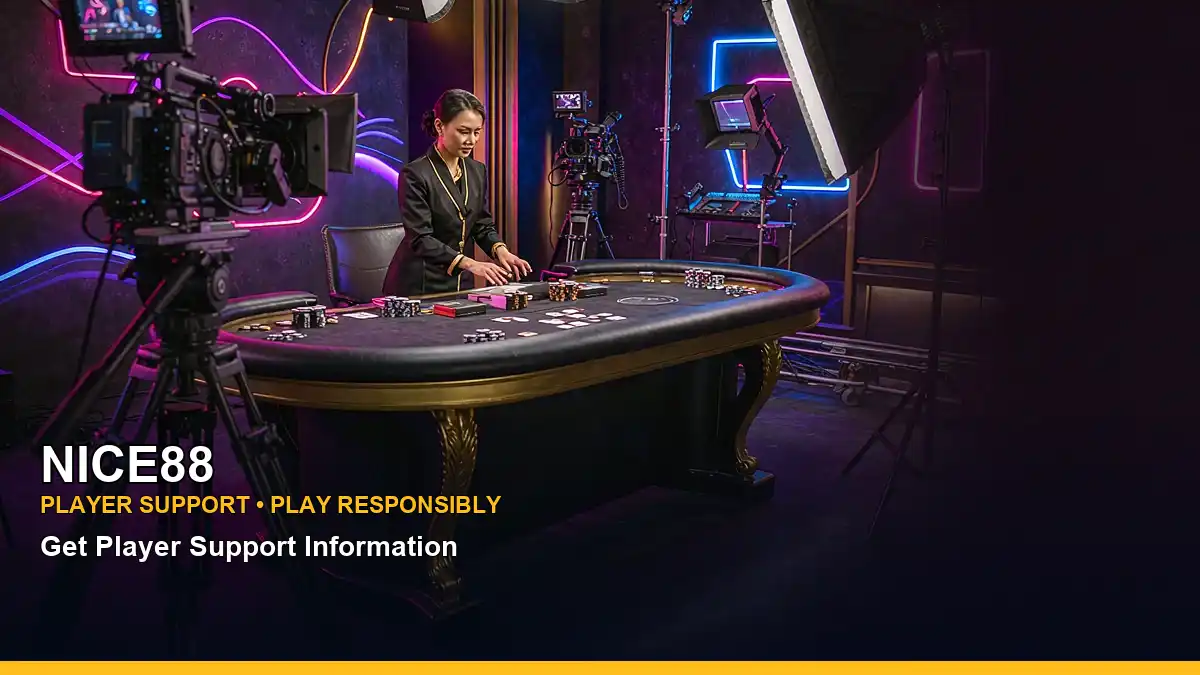 NICE88 live casino table games featuring a Philippine casino game interface with a chip macro composition